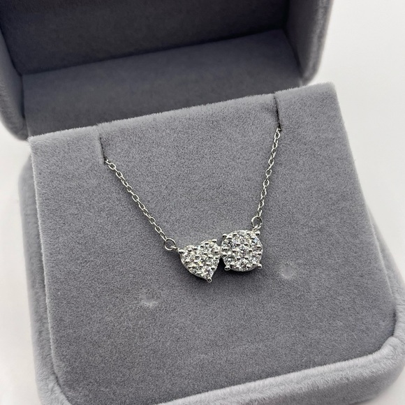 0.50 CT Round Cut VS1 Lab Diamond 925 Sterling Silver Heart Eternity Necklace - Picture 1 of 6
